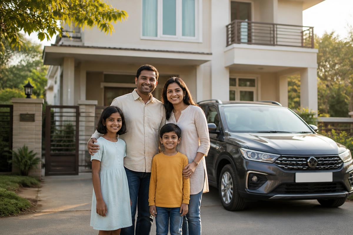 Familia protegida por su seguro de hogar y automotor